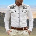 thumbnail image 2 of Telankuip Western Cowboy Print Shirts for Men Long Sleeve Lapel Retro Embroidered Country Top Soft Comfortable Slim Fit Button down Shirt Casual Work 1-White M, 2 of 5