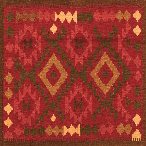 Ahgly Company Indoor Square Oriental Orange Traditional Area Rugs, 3' Square