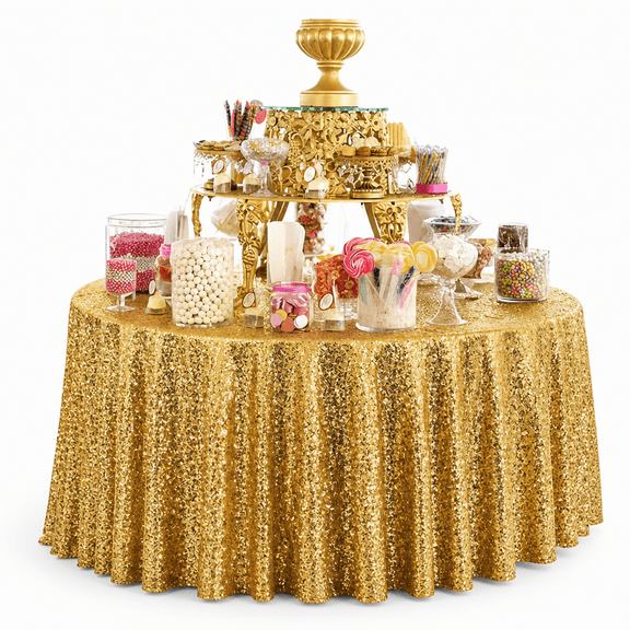 FURMORA Round Tablecloth Sequin Tablecloth Glitter Tablecloth Table Cover for Wedding Birthday Party Decor