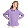 thumbnail image 7 of Girls Ruffle Collar Polo Shirt with Long Sleeves ruffle collar girls polo School Uniform Daily Wear autumn school clothes for girls Light Purple 100, 7 of 7