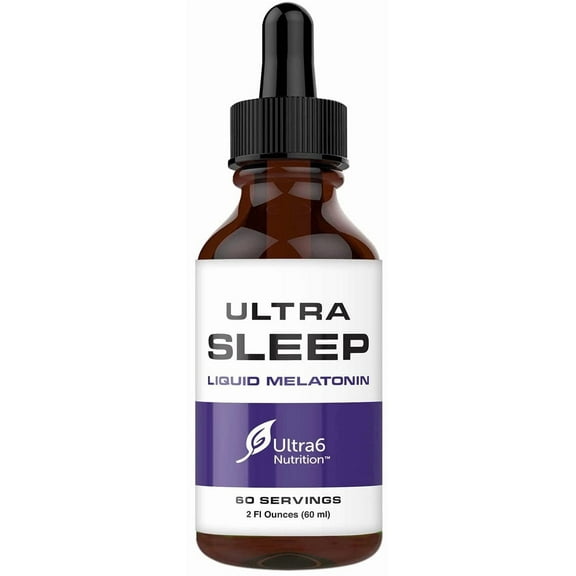 Ultra6 Nutrition Melatonin Drops with Valerian Root - Liquid Melatonin Sleeping Supplement with 5 HTP & Passion Flower - A Liquid Sleep Aid Strength Blend for Adults