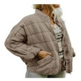 thumbnail image 2 of Women Stand Collar Quilted Jackets Long Sleeve Solid Color Full Zip Padded Jackets, 2 of 5