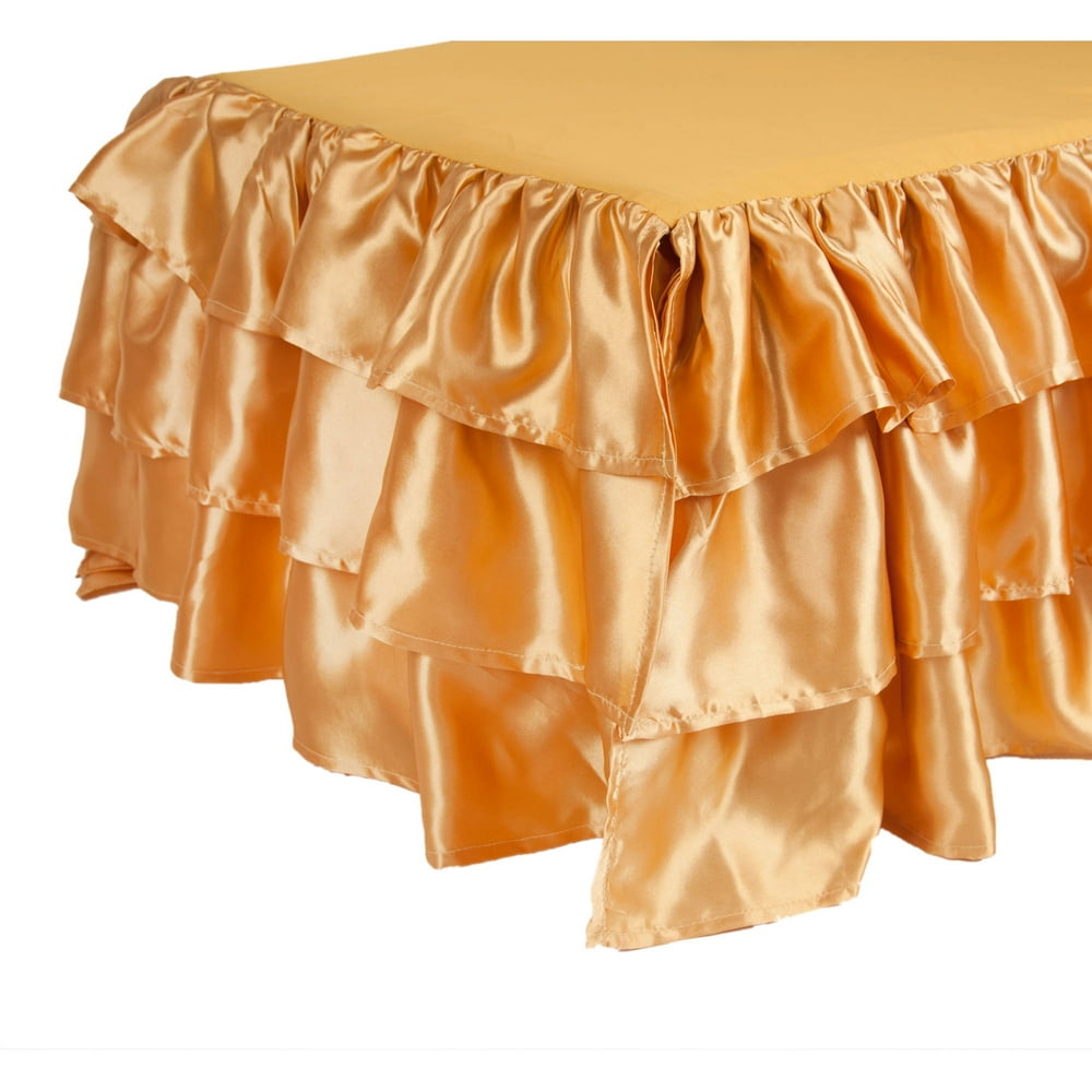 Tadpoles Gold Ruffled Satin Bed Skirt, Twin