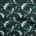thumbnail image 1 of oneOone Cotton Cambric Teal Green Fabric Asian Japanese Koi Fish Watercolor Craft Projects Decor Fabric Printed By The Yard 56 Inch Wide, 1 of 4
