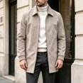 thumbnail image 6 of WIZUTIZ Men's Suede Mid Length Trench Coat Full Zip Stand Collar Jacket with Pockets Fall Winter Fashion Outerwear, 6 of 8