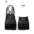 thumbnail image 5 of Deago Women's Sexy Lace Sleepwear Lingerie Halter Babydoll V-neck Miniskirt Plus Size (Black, 2XL), 5 of 6