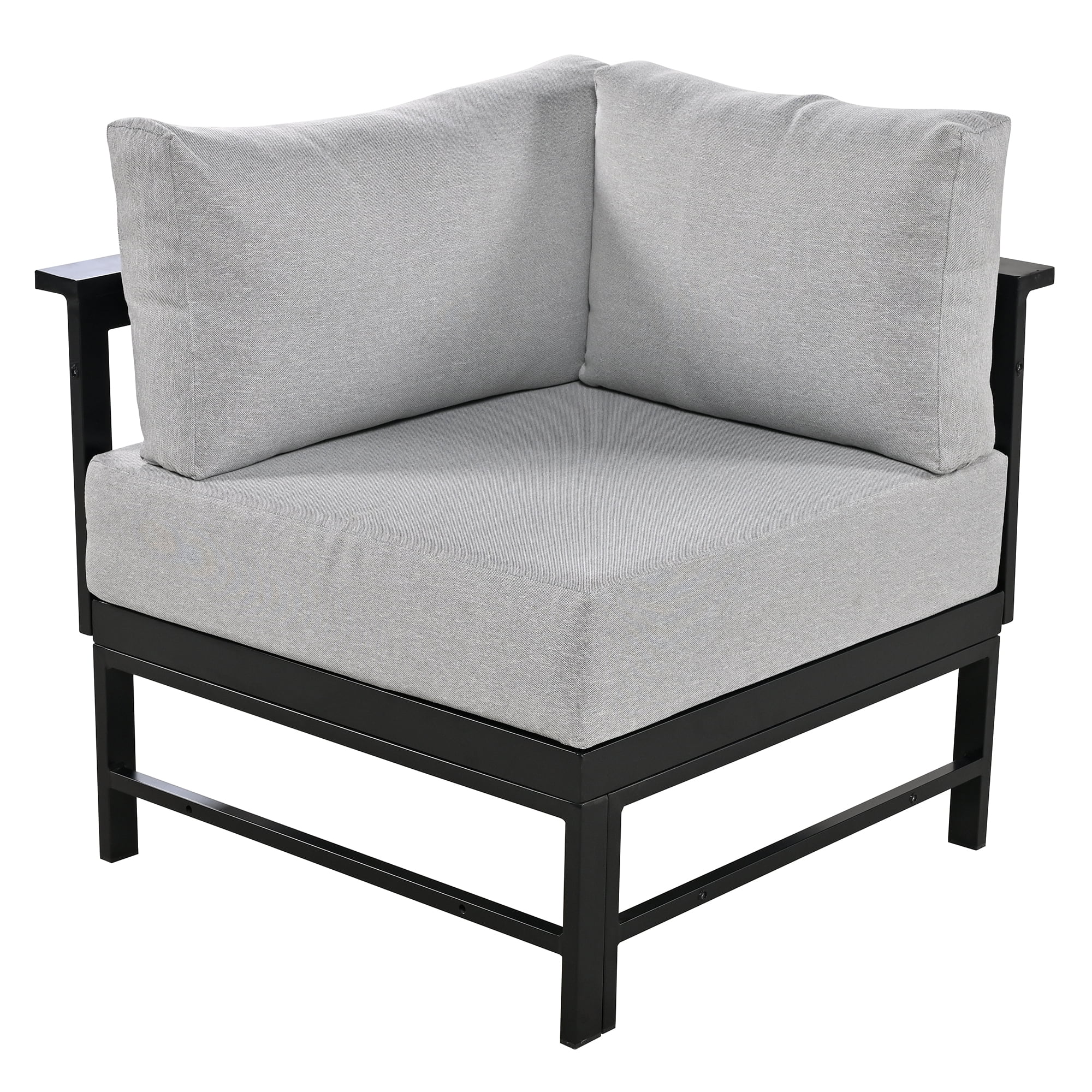 Harper & Bright Designs Outdoor Patio Furniture Set L-Shaped Aluminum Sectional Sofa All-Weather Patio Conversation Set with Cushions for Garden Backyard, Grey
