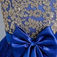 thumbnail image 3 of Vestidoo Formal Vestido de cintura alta con cuello redondo y elegante vestido de princesa con vuelo para niñas Kuymtek Azul 6-7- años para Niña, 3 of 9