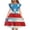 E058-Multicolor, variant on Girls' Independence Day Casual Dress, Summer Fashion Print Cute Ruffled Short Sleeve Round Neck Sundress