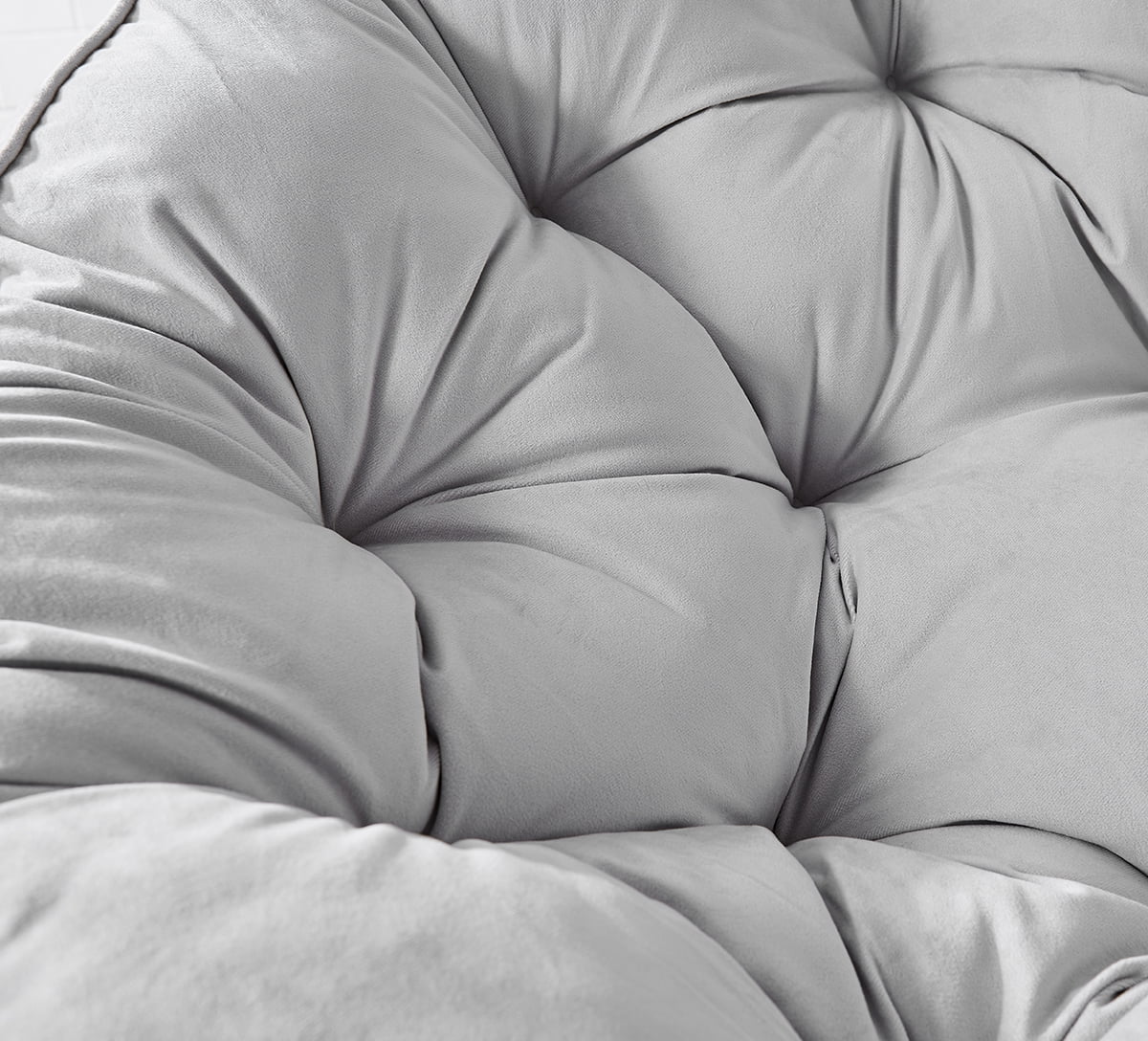 Barton 46'' Large Size Papasan Chair With Cushion & Frame, Overstuffed Thickened Papasan Lounge Chair With Cushion & Frame, Lazy Chair, Circle Chair, Round Chair, Grey