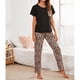 thumbnail image 3 of Traje de pijama con estampado de leopardo para mujer, ropa de dormir femenina suave y transpirable cómoda para la piel, ropa de dormir para el hogar, negro S, 3 of 6
