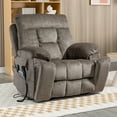thumbnail image 4 of PAPROOS Electric Lift Recliner, Widen Power Lift Chair with Heating and Massage Function, Fabric Reclining Sofa with 2 Remotes and 2 Cup Holders, Big Lift Chairs for Elderly Seniors, Dark Brown, 4 of 11