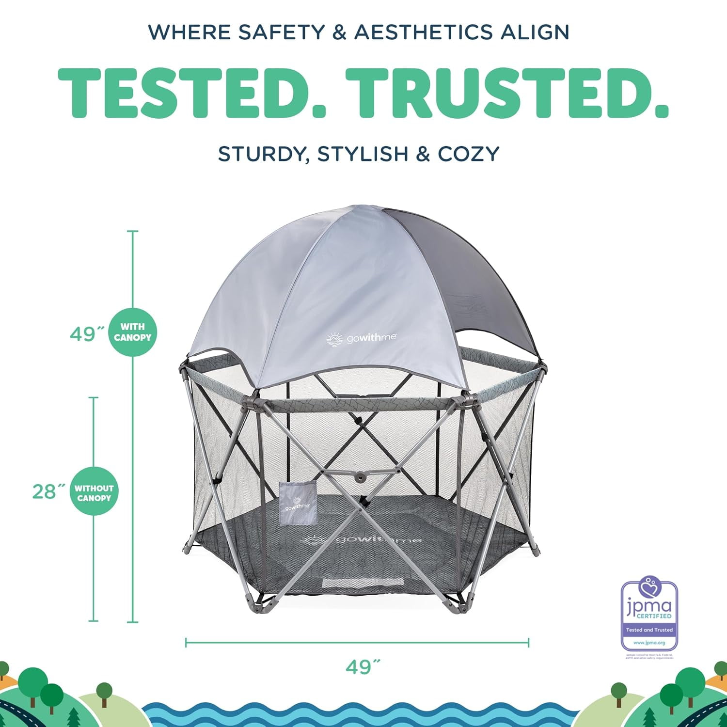 Go With Me Eclipse Deluxe Portable Playard with Canopy - Elephant Grey (Unisex)