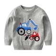 thumbnail image 1 of Boys Sweater Colorblock Cartoon Engineering Vehicle Pattern Knitted Pullover, 1 of 6
