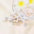 thumbnail image 3 of Handmade Wedding Hair Comb Bridal Hair Accessories With Ceramics Flower,Flower Bridal Hair Clip Side Combs Hair Pieces for Wedding (Silver), 3 of 4