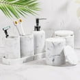thumbnail image 2 of Bathroom Accessories Set, 6-Piece Bathroom Accessory Set, Toothbrush Holders Set, Soap Dispenser, Vanity Tray, Tumbler, Cotton Swab Jars, Bathroom Organizer for Modern Bathrooms (Marble White), 2 of 14