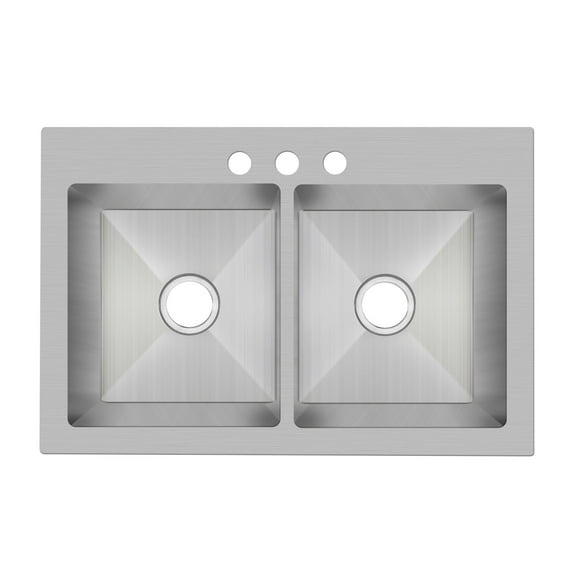 Proflo PFDM2B332293 Sault 33" Drop In, Undermount Double Basin Stainless Steel Kitchen