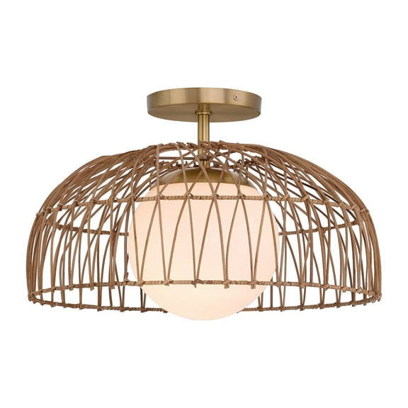 1-Light Convertible Pendant or Semi-Flush in Natural Brass