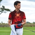 thumbnail image 3 of Rateoe Black Spider Web With Spiders Pattern Men's Short Sleeve Polo Shirts, Golf Polo Shirts Short Sleeve Performance Moisture Wicking Dry-Small, 3 of 6