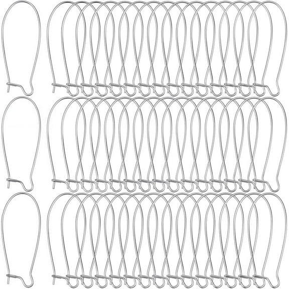 1 Box 120Pcs Kidney Wire Earring Hooks Silver Earring Wires Stainless Steel U Shaped Ear Wires Teardrop Dangle Drop Long Earring Findings for Jewelry Making Supplies DIY Craft Women Beginner grey
