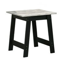 Benjara Oz 19 Inch Modern End Table with Faux Marble Finished Tabletop, Black