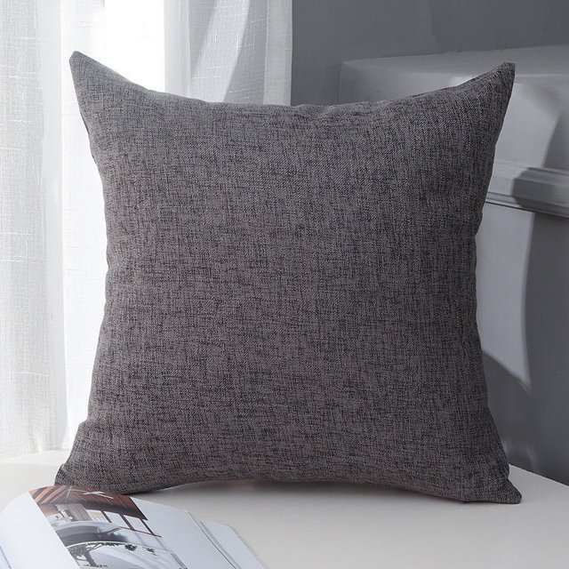 Xiao Hua 4 fundas de almohada de algodón y lino de color liso. Clásicas y atemporales, fundas de almohada sencillas de color puro que quedan genial en cualquier cama. 45 x 45 cm (gris oscuro).