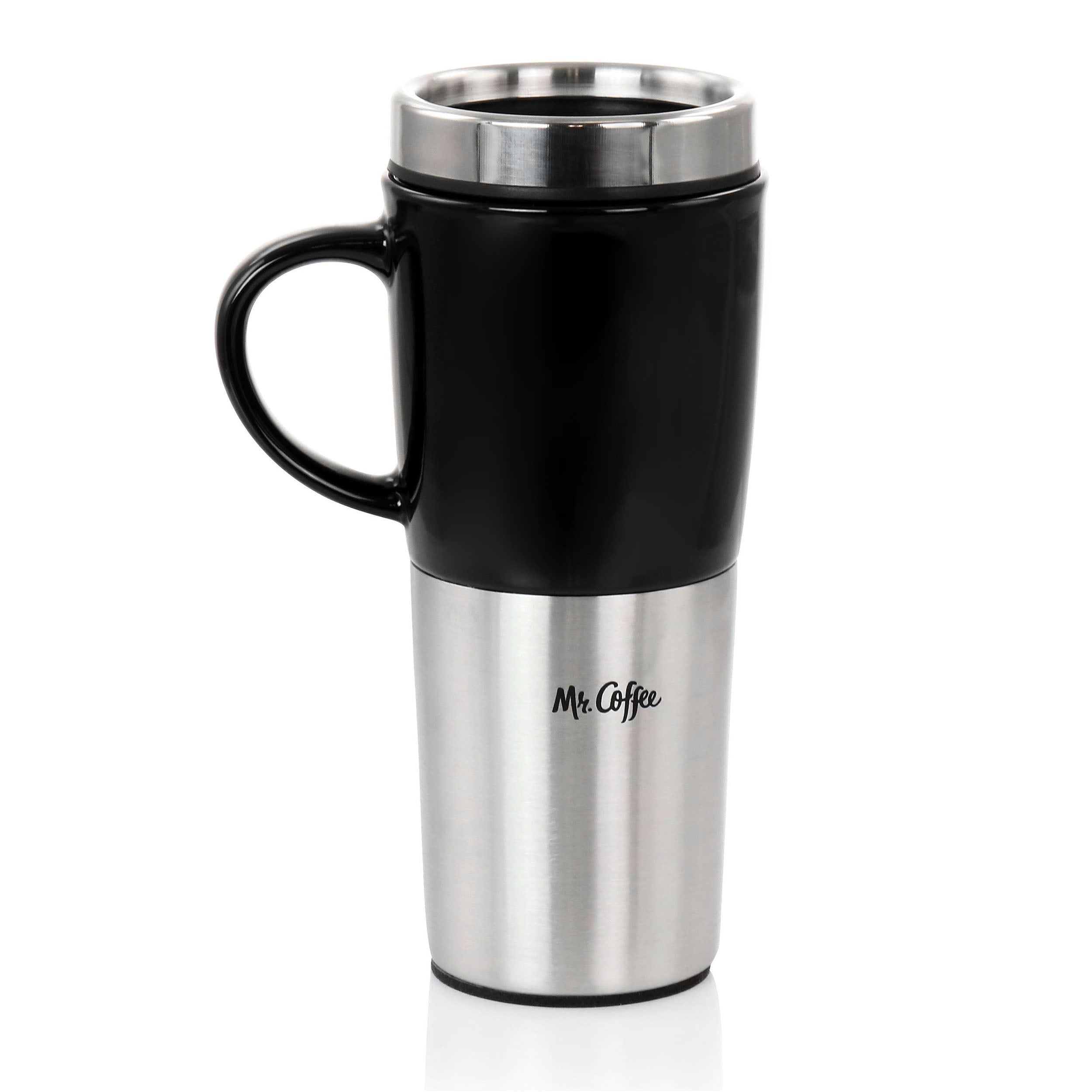 Mr Coffee Travel Mug W/Lid and Re-usable Sleeve 16 OZ Blue White