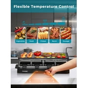 Raclette Grill 8 People Grill Plate Non-stick Coated, Raclette with 8 Mini Raclette Pans, Infinitely Adjustable Temperature, 1500W