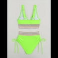 thumbnail image 4 of Bikini de Dos Piezas para Mujer, Cintura Alta, Cuello Halter, Traje de Baño Verde Fluorescente XXL, 4 of 7