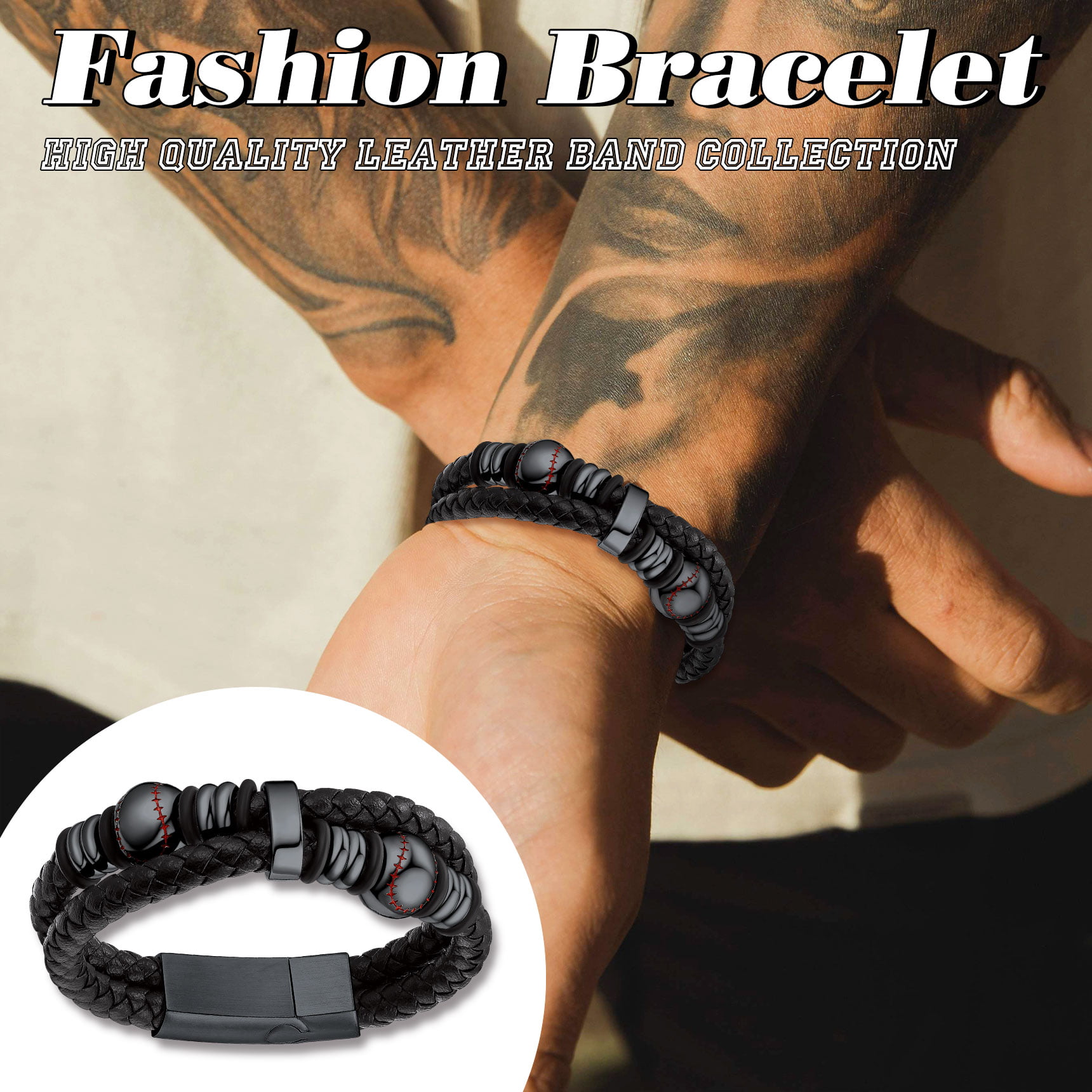 Magnetic Bracelet Bracelet Buckle Mens Black Brown Boy Leather Wristband |  eBay