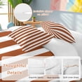 thumbnail image 2 of 3 Piece Burnt Orange Stripe Duvet Cover Set Full Size, Microfiber Comforter/Quilt Cover with Corner Ties and 2 Pillowcases, Farmhouse Striped Abstract Art All Season Soft Bedding with Zipper Closure, 2 of 8