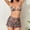 Brown, variant on Hvot&aat Women's Four Piece Swimsuits Sexy Bikini Sets Triangle Bathing Suit with Cover Up & Bandana Vintage Printed Swimwear