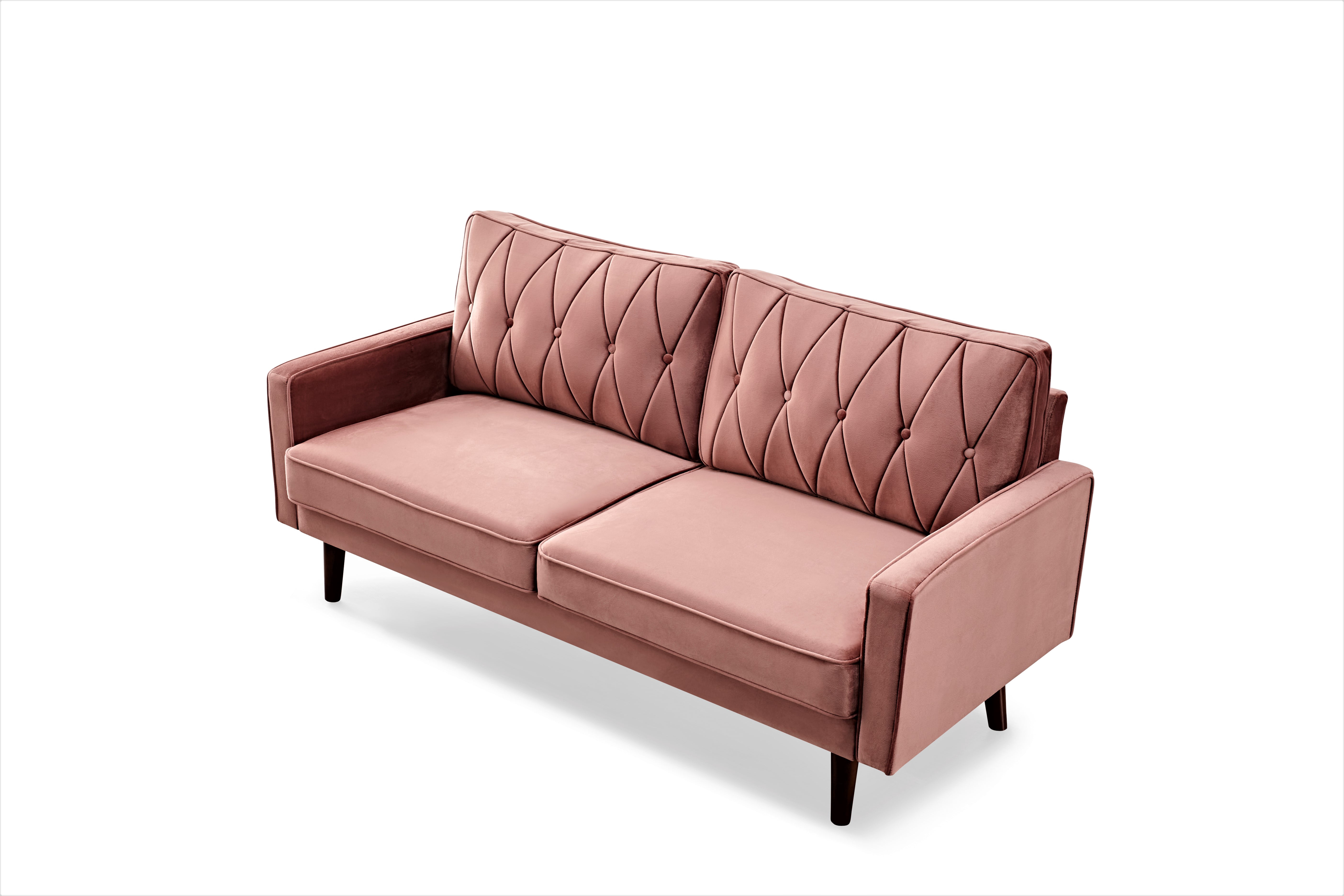 Uspridefurniture Feemster 69.3'' Velvet Square Arm Sofa,Rose