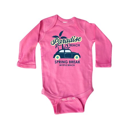 

Inktastic Paradise Beach Spring Break Myrtle Beach with Palm Trees and Car Gift Baby Boy or Baby Girl Long Sleeve Bodysuit