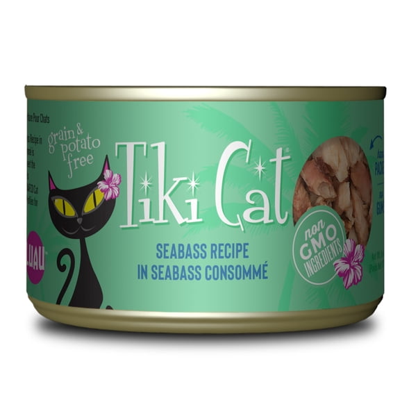 Tiki Cat Luau Wet Cat Food, Seabass, 6 oz. Can