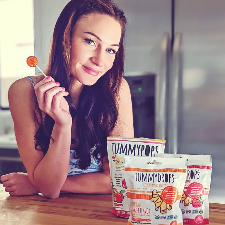 USDA Organic Butterscotch Ginger Flavor Tummydrops, Gluten Free Vegan 33 Drops