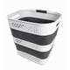 thumbnail image 1 of SAMMART Cesta plegable de plástico para la colada de 40 l (10,5 galones) con asas – Contenedor/organizador de almacenamiento plegable – Cesto para la colada portátil – Ahorro de espacio (1, blanco/gri, 1 of 5