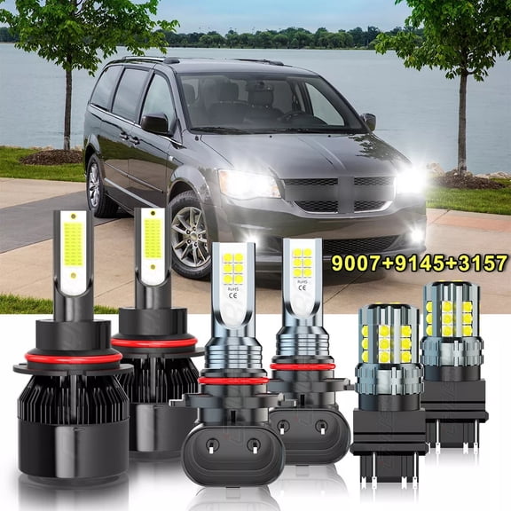For Dodge Grand Caravan 2001-2007 LED Headlight   Fog Light   Turn Signal Lamp Bulbs Kit 6000K White Qty 6