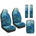 thumbnail image 7 of Xoenoiee Blue Peacock Print Car Front Seat Covers Set of 5, Car Accessories for Men Women, PU Leather Bucket Seat Covers with Seatbelt Covers Armrest Pad Universal Fit Most Truck SUV Vans, 7 of 7
