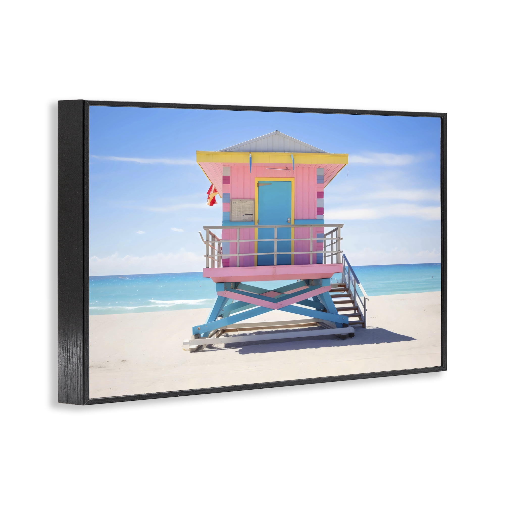 Stupell Industries Pastel Lifeguard Hut on Beach Black Framed Giclee Art, design by Creative Studio