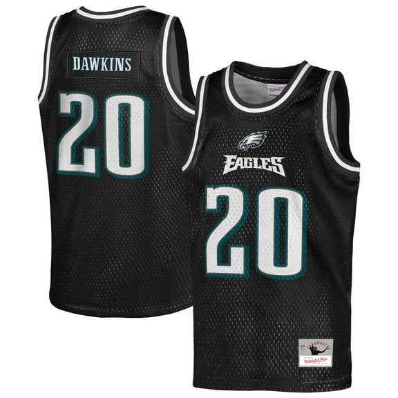 Youth Mitchell & Ness Brian Dawkins Black Philadelphia Eagles Retired Player NFL Basketball Fashion Jersey