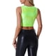 thumbnail image 3 of INSPIRAR CHIC Camisetas sin mangas para mujeres, tops cortos metálicos brillantes, L, verde brillante, 3 of 6
