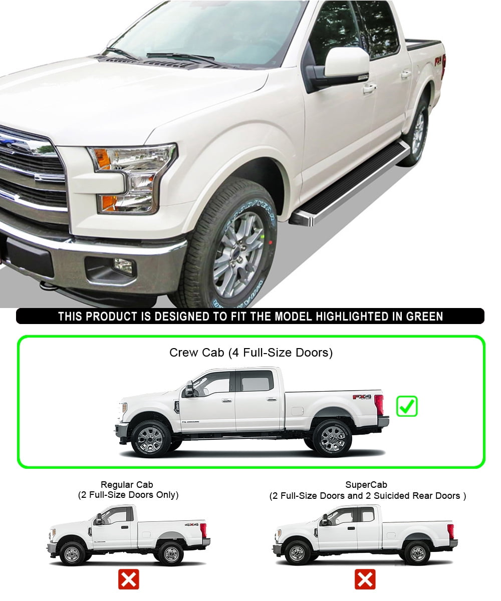 APS Running Boards Style Compatible with Ford F150 2015-2026 SuperCrew Cab & F150 Lightning 2022-2026 & F-250 F-350 Super Duty 2017-2026 Crew Cab (Nerf Bars Side Steps Side Bars)