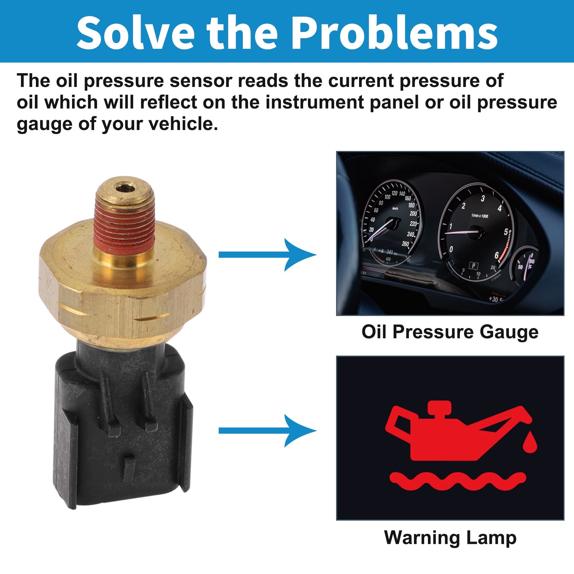 Unique Bargains 1 Pcs No.68258694AA Engine Oil Pressure Sensor for Chrysler 200 3.6L 2011-2016 for Chrysler 300 3.6L 5.7L 6.1L 6.4L 2007-2016