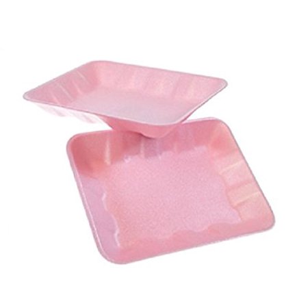 CKF 4DP, #4D Pink Foam Meat Trays, Disposable Standard Supermarket Meat Poultry Frozen Food Trays, 100-Piece