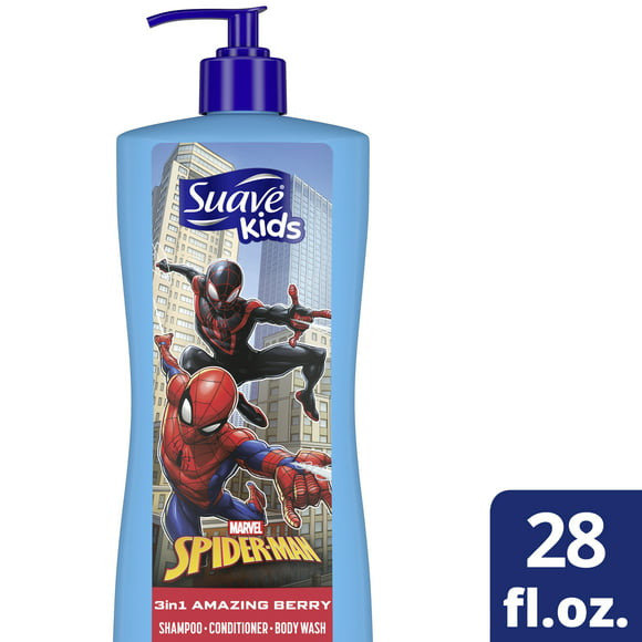 Suave Kids 3-in-1 Shampoo, Conditioner & Body Wash, Spider-Man Berry, Tear Free Formula, 28 fl oz