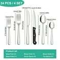 thumbnail image 3 of Aovky 24 Pcs Silverware Set with Steak Knives Service for 4, Premium Stainless Steel Flatware Set for Home Kitchen, Mirror Finished Utensil Sets Includes Spoons Forks Knives, 3 of 7