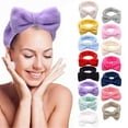 thumbnail image 2 of Bowknot Headband Solid Color Ladies Wide Face Wash Headband Plush Headband, Beige, 2 of 4