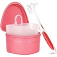 thumbnail image 1 of Denture Cleaning Kit: Denture Cleaning Case with Denture Brush (Pink), 1 of 5