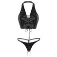 thumbnail image 2 of Wet Look Lingerie Pu Leather Bra Set Lady Nightwear G-String Thongs Tops, 2 of 8